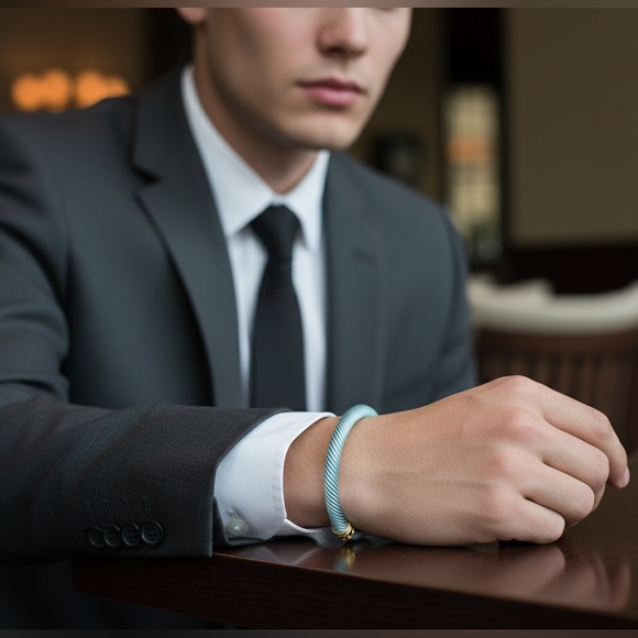 Trendy Green and Gold Unisex Bracelet - Picture 2 of 5